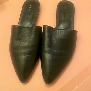 Vince Womens Leather Slide On Vera Guoio Pointed Toe Flat Sandals Sz 7 Business